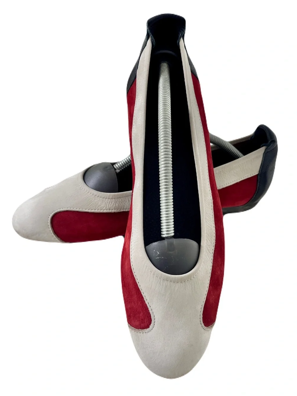 Arche Red, Grey and Black Colorblock Suede ‘Lambaa Ballerina’ Flats, Size 41